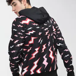 HIGHLANDER Men Black & Red Printed Hooded Sweatshirt image 4