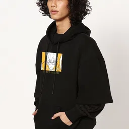 Bewakoof DC Merchandise Graphic Printed Hooded Oversized Pullover Sweatshirt image 4