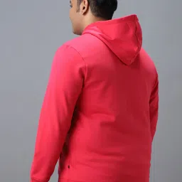 Urbano Plus Men Solid Applique Hooded Front-Open Sweatshirt image 3