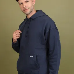 HIGHLANDER Navy Blue Hooded Oversized Sweatshirt image 4