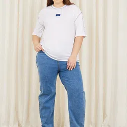 Styli Plus Oversized Drop Shoulder Contrast Stitch Detail T-shirt image 3