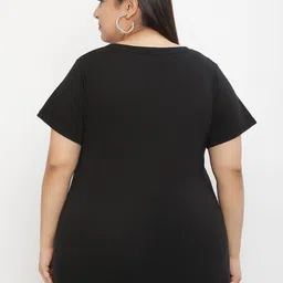 UnaOne Plus Size Typography Printed Pure Cotton Slim Fit  T-shirt image 4