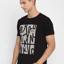 appulse Men Black Typography Printed Regular Fit Cotton T-shirt image 4