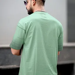 Maniac Men Abstract Printed Neck Cotton Oversized Tshirt image 4