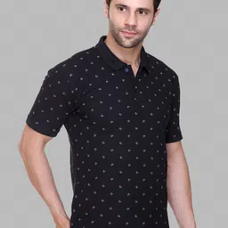 FLOSBERRY Stylish Men Micro Printed Polo Collar T-shirt image 4