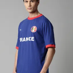 Breakbounce Men Blue & Red Printed Pure Cotton T-shirt image 4