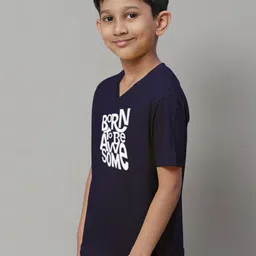 Friskers Boys Typography Printed V-Neck Cotton T-Shirts image 2