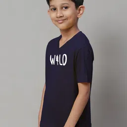 Friskers  Boys Typography Printed  V-Neck Cotton T-Shirts image 2