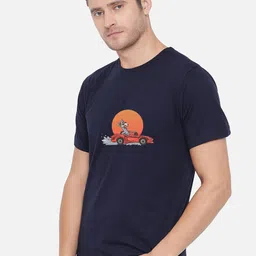 FFLIRTYGO Men Blue Graphic Printed Regular T-shirt image 4