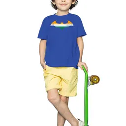 BRATMA Kids Navy Blue Printed Extended Sleeves Applique T-shirt image 4