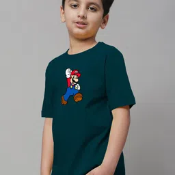 Friskers Boys Printed Short Sleeves Round Neck Regular Fit Cotton T-shirt image 2