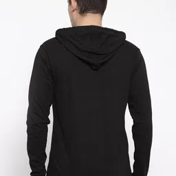 Friskers Men Black Typography Printed Hooded T-shirt image 2