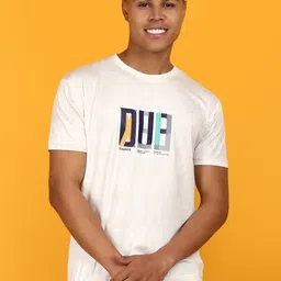 V-Mart Round Neck Short Sleeves Typographic Printed Cotton Regular Fit T-shirt image 4