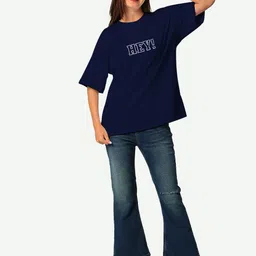 STATUS MANTRA Drop-Shoulder Sleeves Pure Cotton Oversized T-shirt image 4