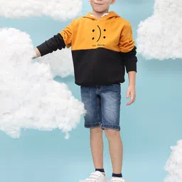 Instafab Boys Colourblocked Hooded Cotton Pullover Sweatshirt image 2