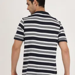 Lee Men Blue & White Striped Polo Collar Slim Fit T-shirt image 5