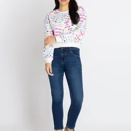 Status Quo Typography Printed Hooded Crop Sweatshirt image 4