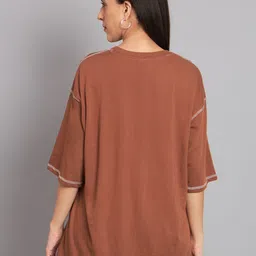 Imsa Moda Cotton Drop-Shoulder Sleeves Oversized T-Shirt image 5