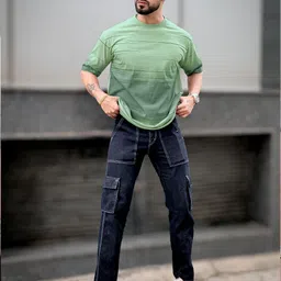 Maniac Men Abstract Printed Neck Cotton Oversized Tshirt image 5