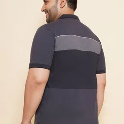 John Pride Men Plus Size Colourblocked Polo Collar Pocket T-shirt image 5