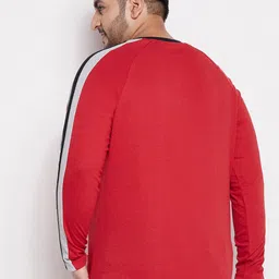bigbanana Men Plus Size Red Henley Neck Bio Finish Applique T-shirt image 2