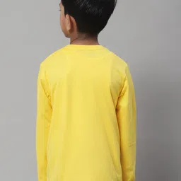 Friskers Boys Yellow Typography V-Neck Applique T-shirt image 5