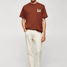 MISCHIEF MONKEY Round Neck Typography Cotton Oversized T-shirt image 4