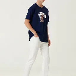 MISCHIEF MONKEY Men Graphic Printed Round Neck Cotton Oversized T-Shirt image 5