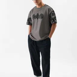 The Souled Store Grey Batman Printed Pure Cotton Oversized T-shirt image 5