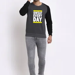 Friskers Men Charcoal Grey & Black Printed Sweatshirt image 4