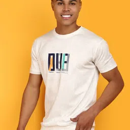 V-Mart Round Neck Short Sleeves Typographic Printed Cotton Regular Fit T-shirt image 5