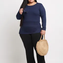 plusS Women Plus Size Navy Blue T-shirt image 4