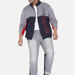 John Pride Men Plus Size Colourblocked Brand Logo Print Sweatshirt image 5