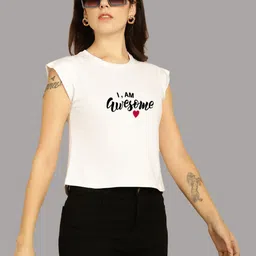 Friskers Typography Printed Round Neck Extended Sleeves Pure Cotton Tshirt image 3