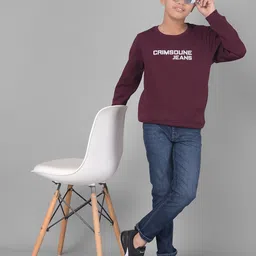 Crimsoune Club Boys Typography Printed Pullover Sweatshirt image 5