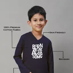 Friskers Boys Typography Printed Long Sleeves Cotton Lycra T-shirt image 2