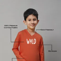 Friskers Boys Typography Printed V-Neck T-shirt image 2