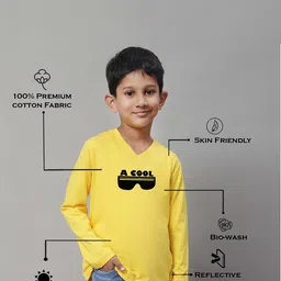 Friskers Boys Yellow Typography V-Neck Applique T-shirt image 3