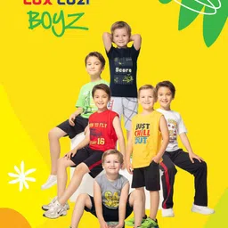 Lux Cozi Boys Pack of 2 Typography Printed Pure Cotton T-shirt image 5