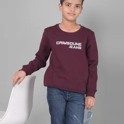 Crimsoune Club Boys Typography Printed Pullover Sweatshirt image 3