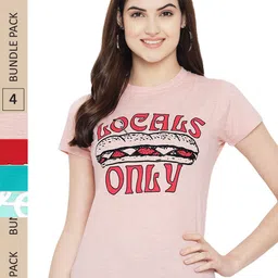 Fabflee Pack Of 4 Printed Cotton T-shirts image 1