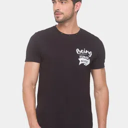 Being Human Men Black Pure Cotton T-shirt image 1