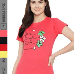 Fabflee Pack Of 4 Printed Cotton T-shirts image 1