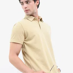 HIGHLANDER Men Popcorn Structured Regular Fit Polo Collar T-shirt image 2