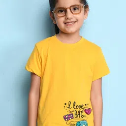 NUSYL Girls Typography Printed Round Neck Regular Sleeves T-shirt image 1