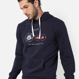 Campus Sutra Men Blue Printed Hooded Sweatshirt-image-15