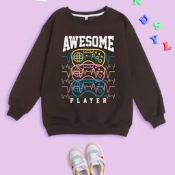 NUSYL Kids Graphic Printed Oversized Fleece Sweatshirt-image-8