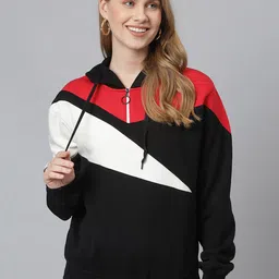 Campus Sutra Women Black Colourblocked Sweatshirt-image-43