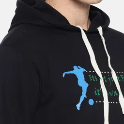 Campus Sutra Men Black Printed Hooded Sweatshirt image 5