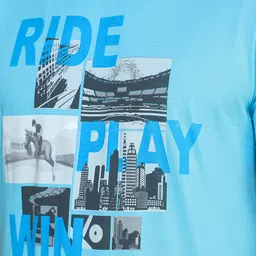 TQS Men Blue & sky blue Typography Printed T-shirt image 2
